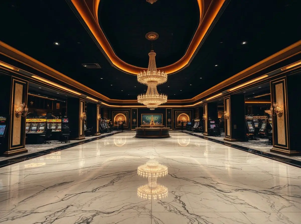 Interior of a regulated gaming venue with electronic gaming terminals